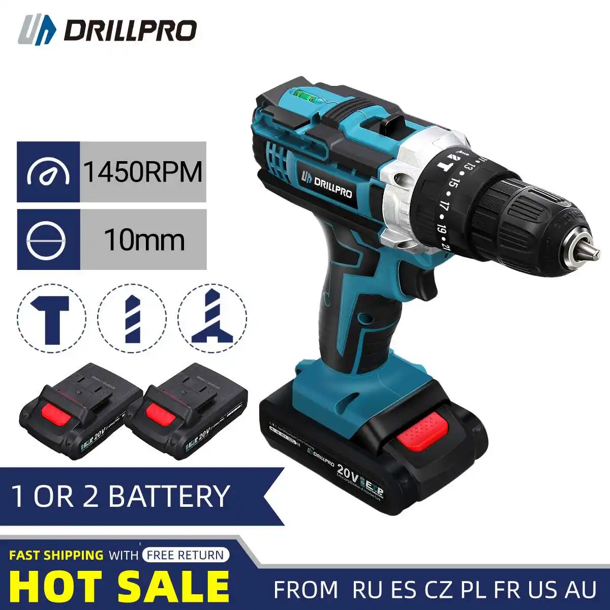 

Drillpro 10MM Brushless Electric Drill 350N.M Cordless 25+3 Torque Screwdriver With Impact Function Drill Winter Ice Power Tools