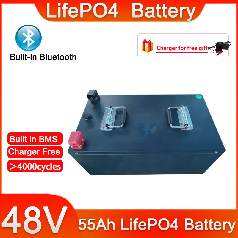 Литий-железо-фосфатный аккумулятор высокой емкости 2640 Втч 48 В 55 Ач с длительным сроком службы для электрического скутера, гольф-кара