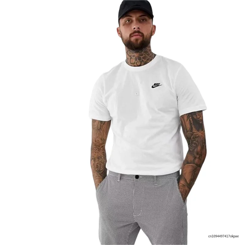 

Nike 32717 Summer 170 Grams Ice Porcelain Cotton Round Neck Short Sleeve T-shirt Couples Models Black Color M-5XL