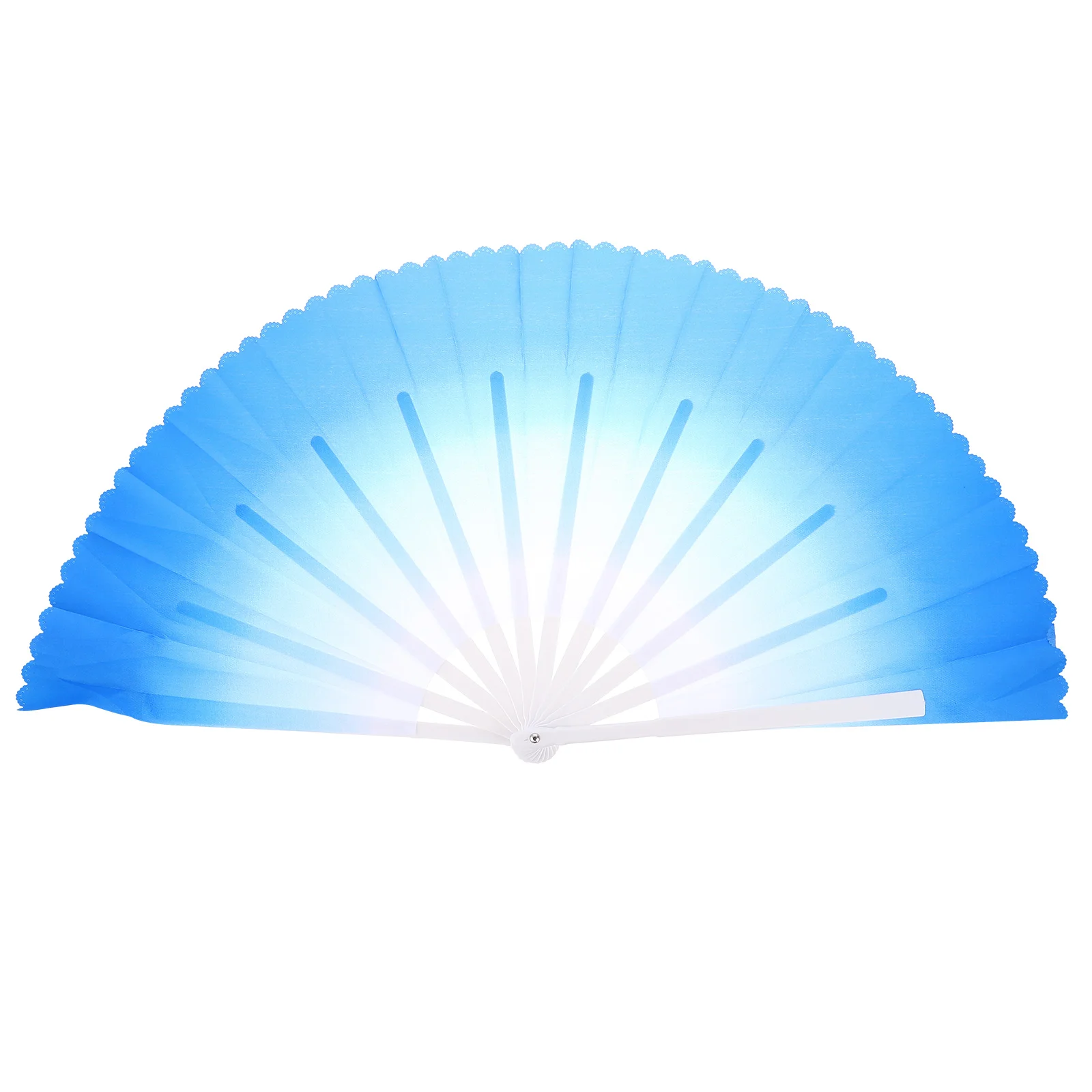 

Martial Fan 33cm Blue Right Hand Folding Silk Dancing Fan for Performance Stage Show Vintage Chinese Classic Prop