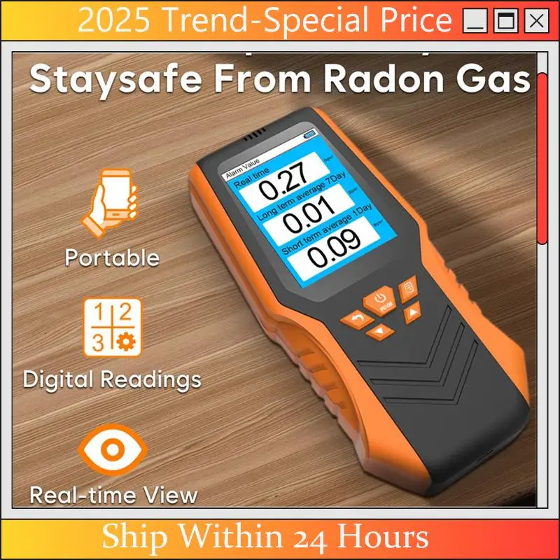 (Lo último) Detector de Radón portátil con pantalla LCD en tiempo Real, precisión precisa a largo plazo/corto, promedio para el Kit de prueba escolar en el hogar