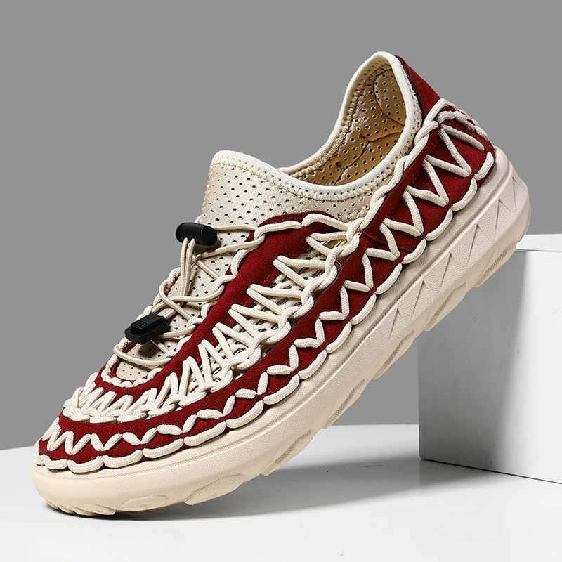 Summer Big Size 47 Men Sandals Fashion Handmade Weaving Men's Shoes Design Breathable Casual Sneakers Outdoor Men's Garden Shoes