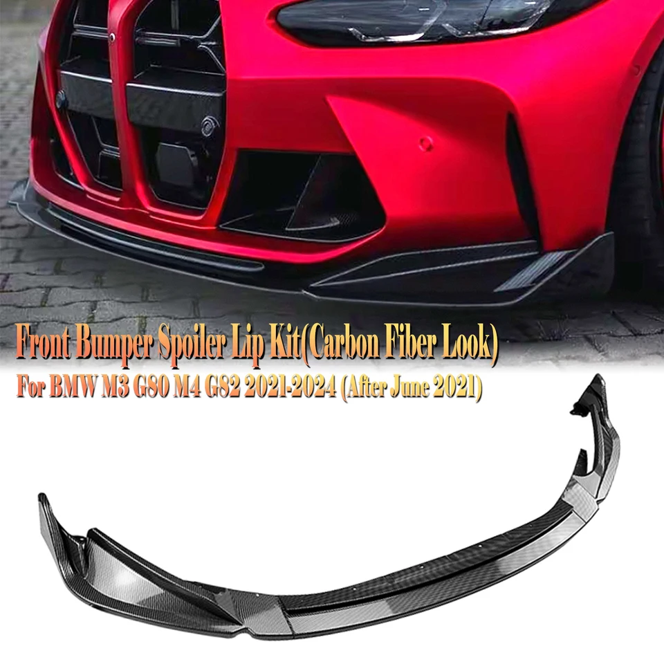 BMW G80 M3 G82 G83 M4 2021 2022 2023-2026 프론트 범퍼 스포일러 립 카본 파이버 룩/글로스 블랙 로워 스플리터 립 보호 썸네일 7