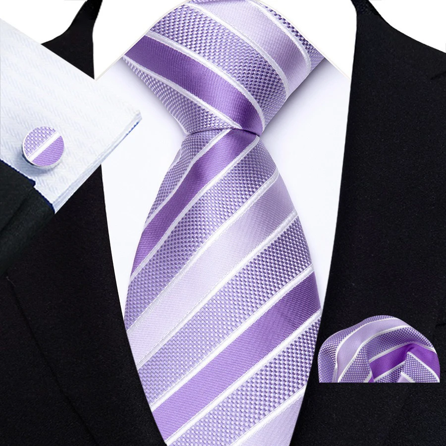 Business Tie For Mens Jacquard Woven Striped Dot Necktie Handkerchief Cufflinks Set For Man Formal Party Wedding Suits Gravatas