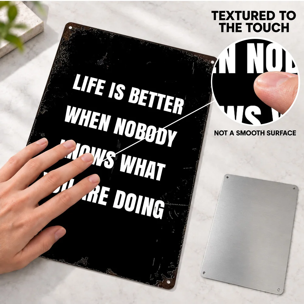 Life Is Better Quote Textured Metal Poster Retro Bold Design Creative Studio Wall Art Customized Aluminum Sign Graduation Gift