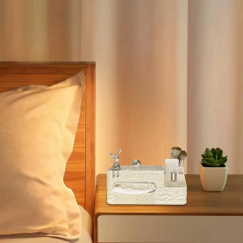 Multifuncional decorativa tecido Box Cover, Chic Water Wave Holder, cabeceira e Side Table Organizer