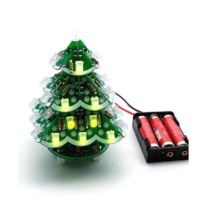 3D DIY Christmas Tree Kit with LED Flashing Lights Electronics Soldering Circuit Training Parts