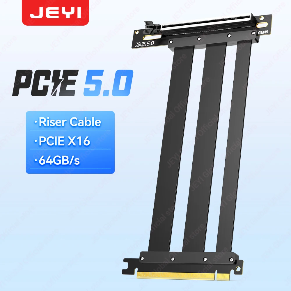 jeyi-pcie-50-x16-riser-cable-128gbps-gpu-extension-cable-gold-finger-immersion-support-pcie-40-30-for-rtx4090-5090-rx7900-xtx