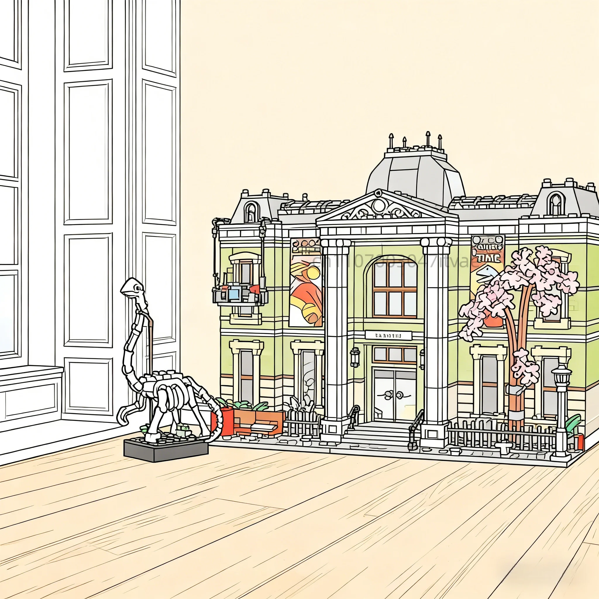 2025 Neues Geschiheitsmuseum-Set, architektonisches Straßenansicht-Bausteinspielzeug, Weihnachtsgeschenke für Kinder