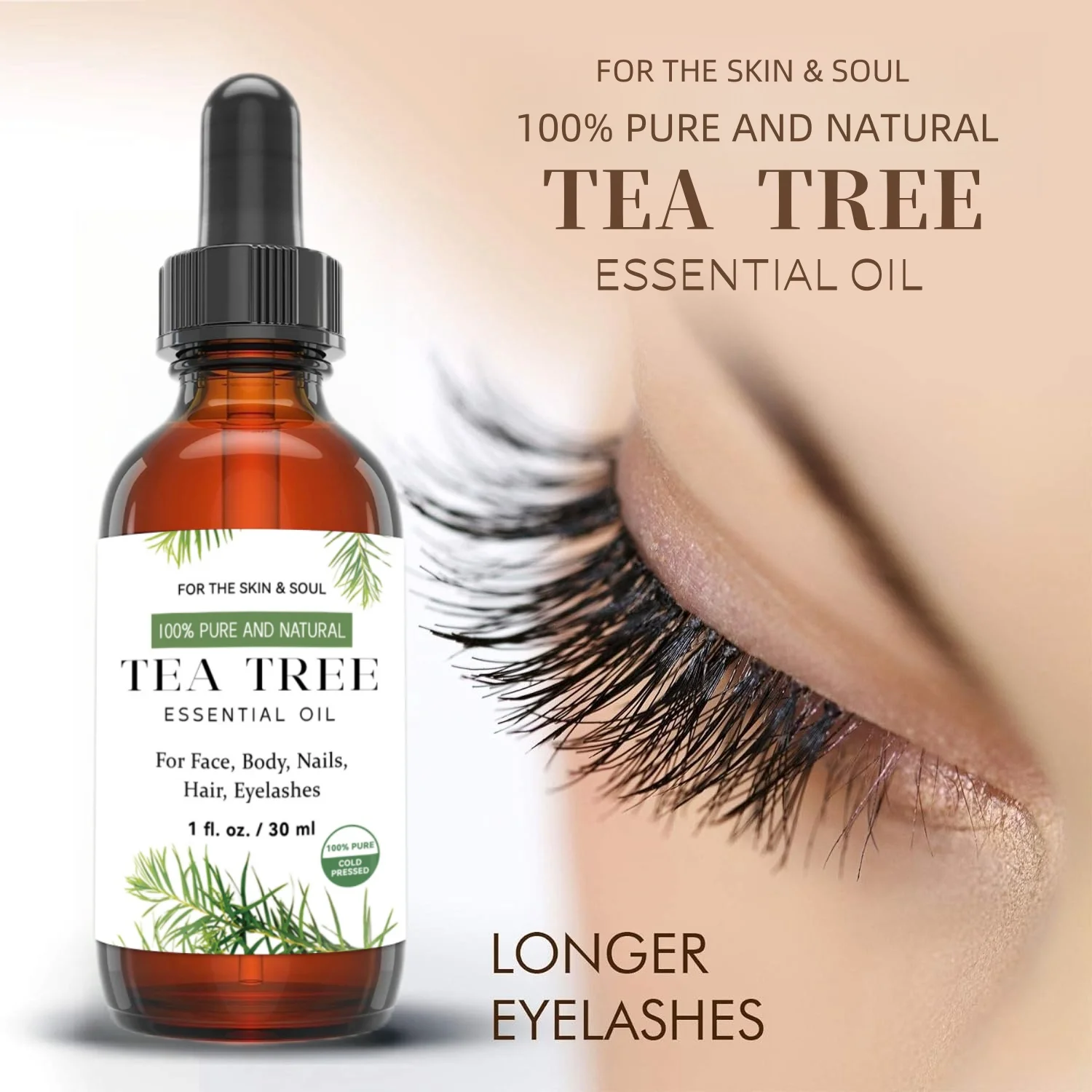 100% Pure En Natuurlijke Tea Tree Etherische Olie Voor De Huid En Ziel Voor Gezicht, Lichaam, Nagels, Haar, Wimpers 100% Puur Koud Geperst