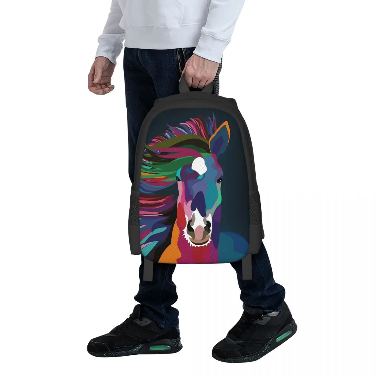 Horse Running Student Backpack School Bag Hiking Travel Daypack for Men Women Fashion Bookbag Shoulder Bags