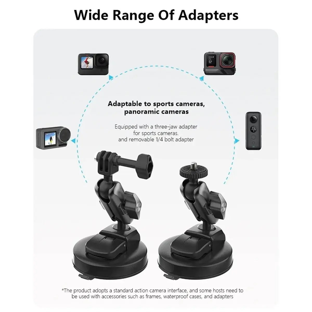 Aluminum Alloy Vacuum Suction Action Camera Holder for Action 3/4/5Pro Camera Accessories