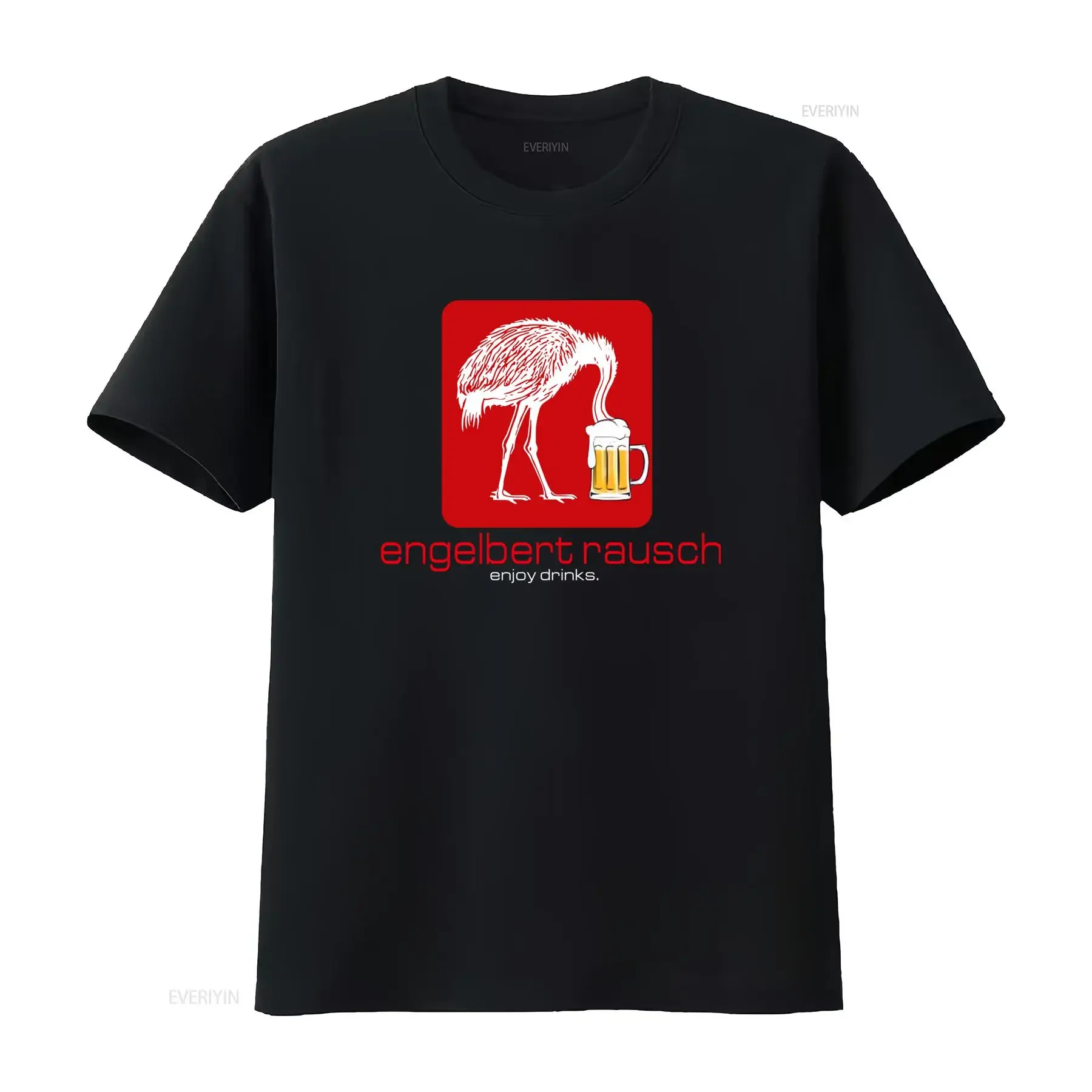 Funny Ostrich Drinking Beer Enjoy Drinks Print Casual Streetwear T Shirt vintage Washed graphic Soft Versatile homme