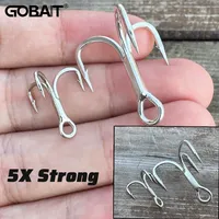 5PCS 5X Strong Treble Hooks 8#-5/0 Angle Barbed Sharp High Carbon Steel Nickel Antirust Pesca Lure Carp Fishing Tackle Fishhook