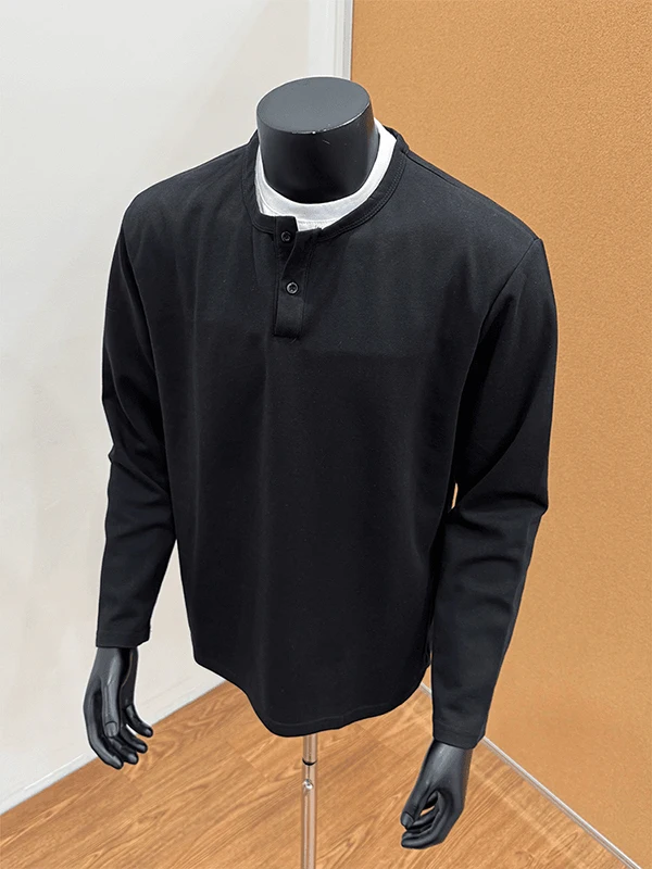 

Мужская базовая футболка Cleanfit с длинным рукавом, круглым вырезом, воротником-стойкой, для ношения под одеждой, американский стиль, плотная, для осеннего сезона