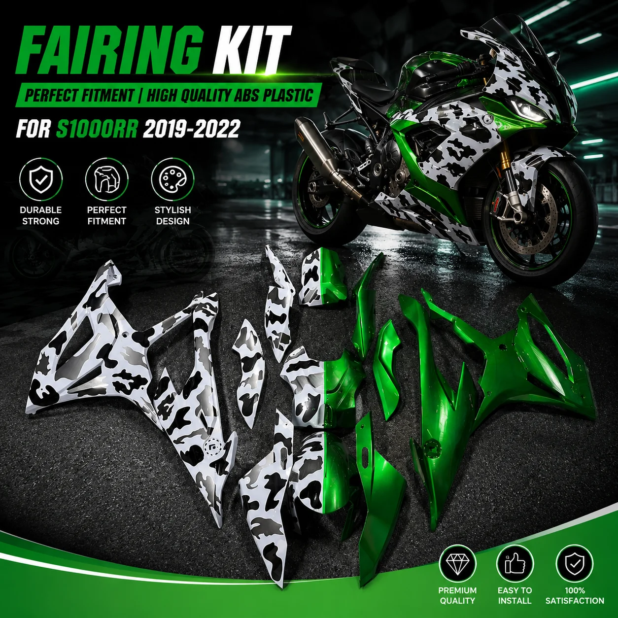 For BMW S1000RR 2019 2020 2021 2022 Sport Bike Fairing Kits Premium ABS Injection Molded Body Kit Replacement Cowling K67