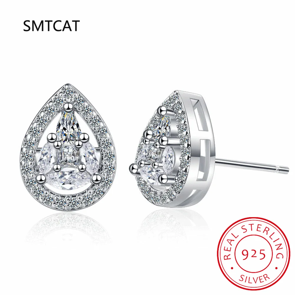 

D VVS1 Pear Moissanite Earrings for Women Lab Grow Diamond Solid 925 Sterling Silver Water Water Drop Stud Earring Oorbellen