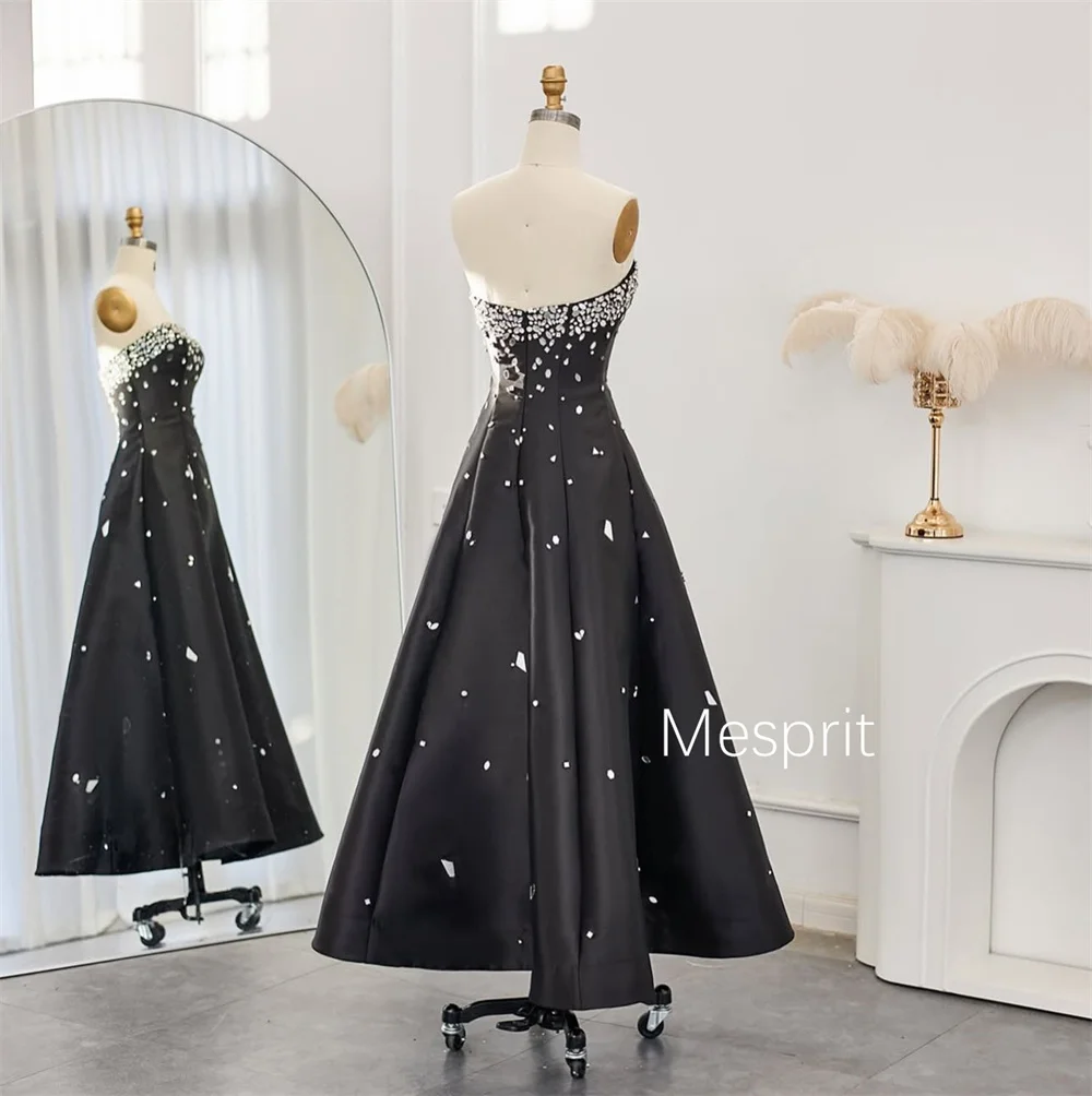 Customized Pastrol Charmeuse Pleat Sequined A-line Strapless Long Dresses Quinceanera Bespoke Occasion Elegant
