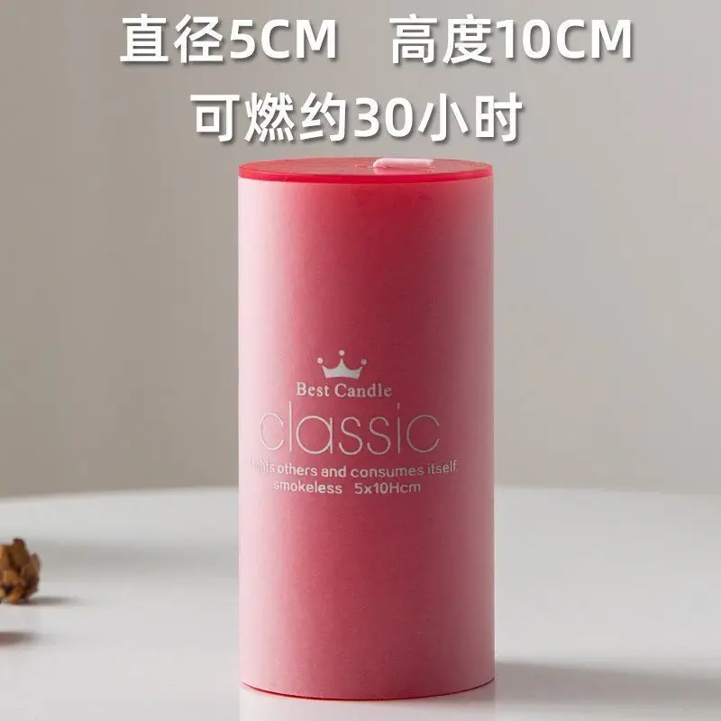 1pc Red Round Cylindrical Candle,2'' diameter Smokeless Candle,For Wedding Birthday  Home Decorative Aromatherapy Candle