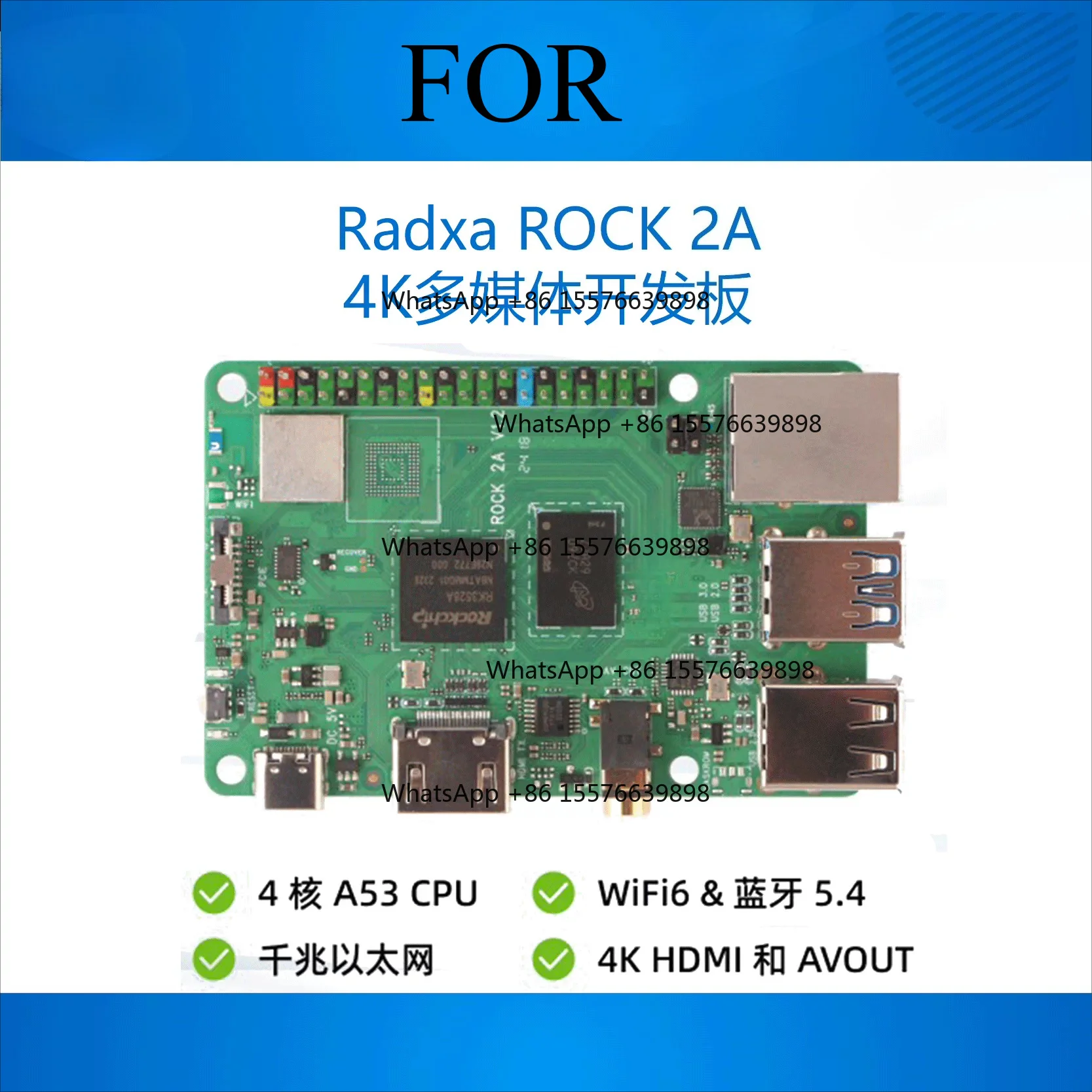 ZOCI-FOR ROCK 2A Dev Board, RK3528A Quad-Core SBC, GPU & 4K Supported