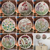 Hydrangea Flower Embroidery Kit DIY Needlework Houseplant Pattern Needlecraft for Beginner Cross Stitch Artcraft(With Hoop)