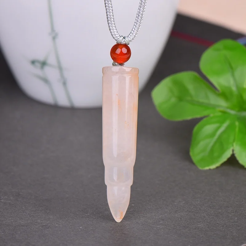 Natural Gold Jade Bullet Pendant Men's and Women's Same Necklace Pendant Fashion Simple Elegant Original Style Jewelry