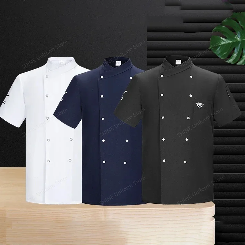 Black chef uniform Catering Restaurant Chef Jacket Cooking Workwear Top Coffee Waiter Uniform chef's outfit coat work clothesmen