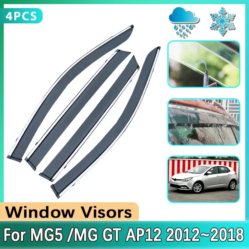 For MG 5 MG5 AP12 MG GT 2012~2018 2014 2015 2016 Car Side Windows Visor Rain Smoke Sun Guard Cover Auto Stickers Car Accessorie