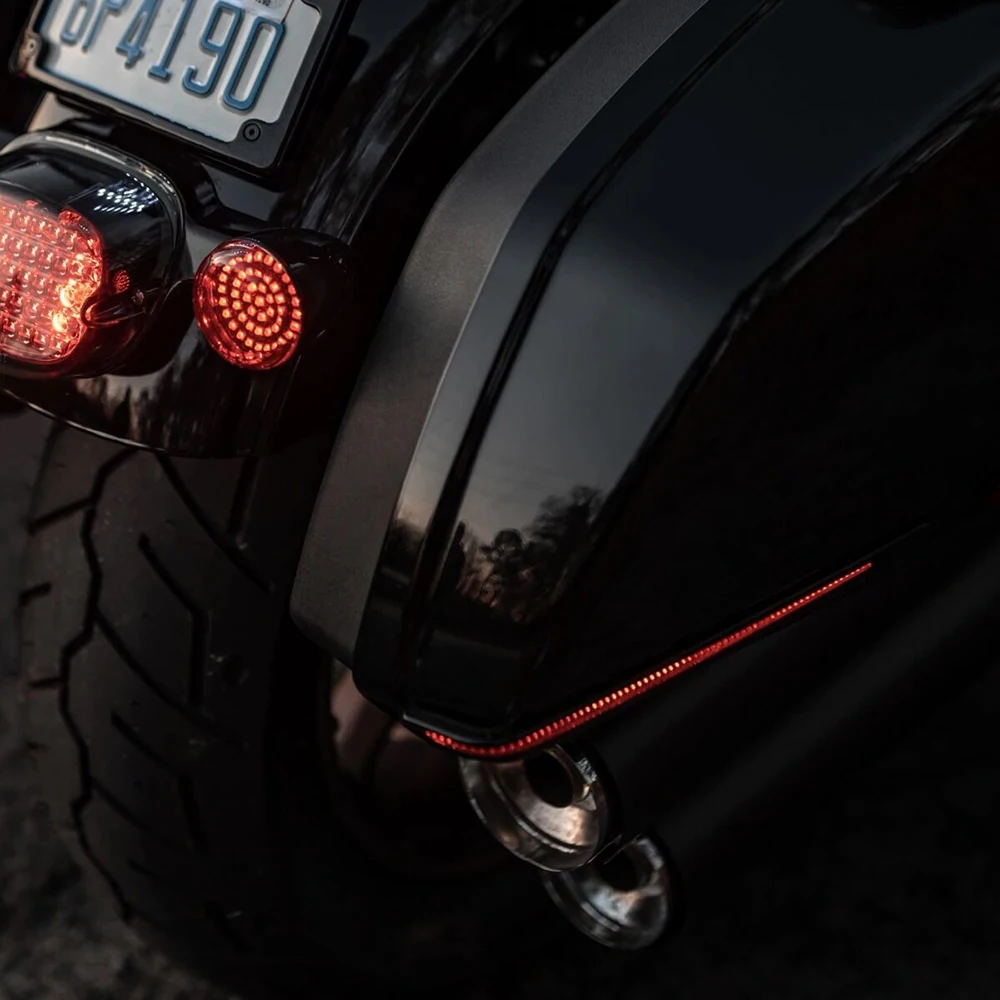 Red Tracer LED Indicators for Rear Saddlebags: Run, Turn, Brake Lights FOR Harley Low Rider ST FXLRST | El Diablo Style |  ﻿