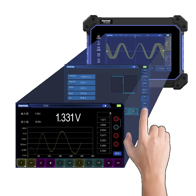 Hantek TO1112C  Oscilloscope Full Touch Screen 110MHz Bandwidth 250MSa/s Sampling Rate 8M Storage Depth Tablet Model