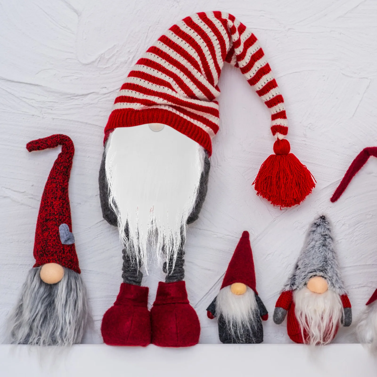 

24Sets Gnome Beard Crafting Supplies Precut Faux Beards Smooth Wood Balls for Christmas DIY Decoration DIY Xmas Gnome Beard