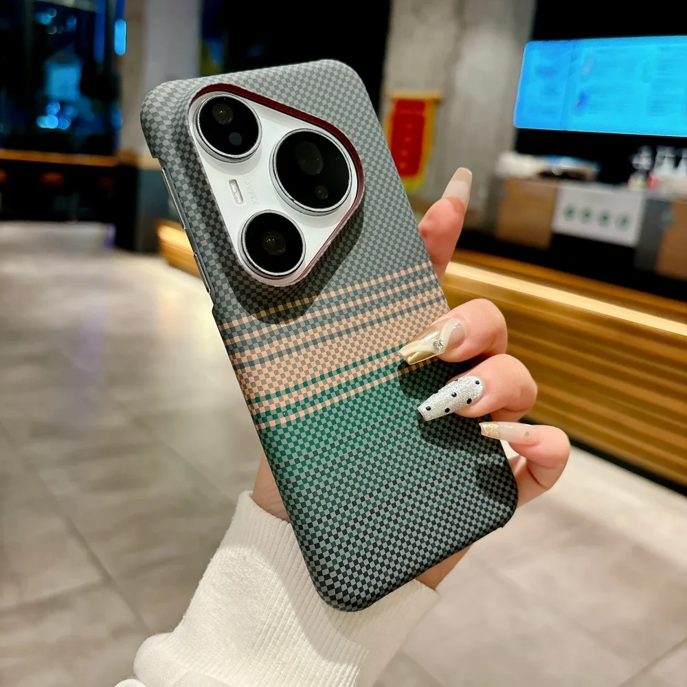 Coque de téléphone originale en Fiber de carbone, texture Magsafe, pour HuaWei Pura 80 Mate 70 Pro, Charge Ultra sans fil, couverture mate sans cadre