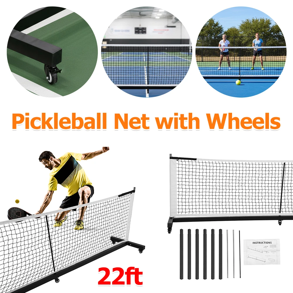 

22Ft Aluminum Tube Pickleball Net Portable Folding Pickleball Net Professional Pickle Ball Game Net Stand for Courts Indoor Gym
