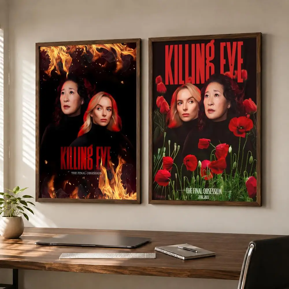 Thriller Series Killing Eve Poster Self-adhesive Waterproof Paper Sticker Art Coffee House Bar Room Wall Decor