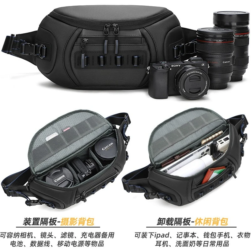 Waterproof single shoulder men's breast bag Polaroid camera Fashion single shoulder photo bag Micro single Fuji Oxford cloth