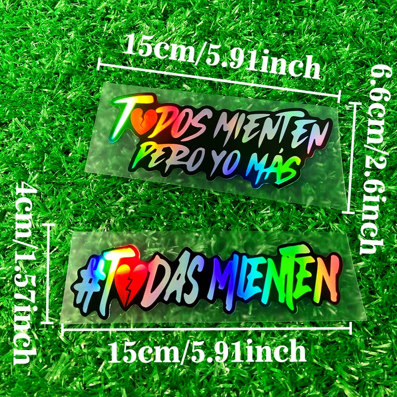 Todas Mienten Pero Yo Mas Reflective Laser Waterproof Motorcycle Stickers for Motorbike Fuel Tank Electric Scooter Vinyl Decals
