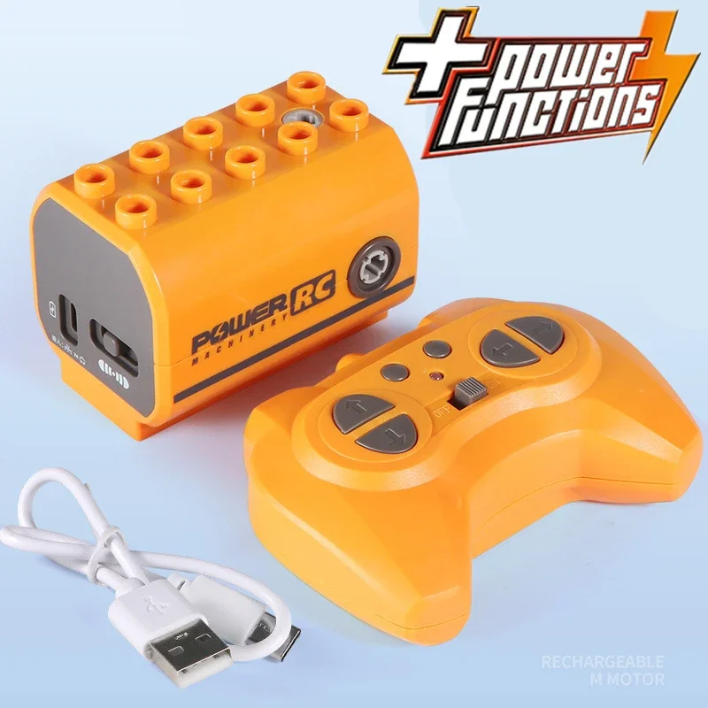 Motor RC con función de potencia para bloques de construcción de gran tamaño 9656, motores de engranaje técnico recargables, ladrillos DIY, juguetes para niños, regalo de Navidad