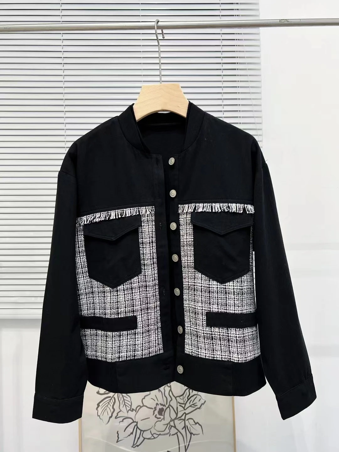 

Женская повседневная свободная куртка TheLAN оригинального дизайна, модная, с лоскутным узором, осенне-зимняя, длинная, на пуговицах