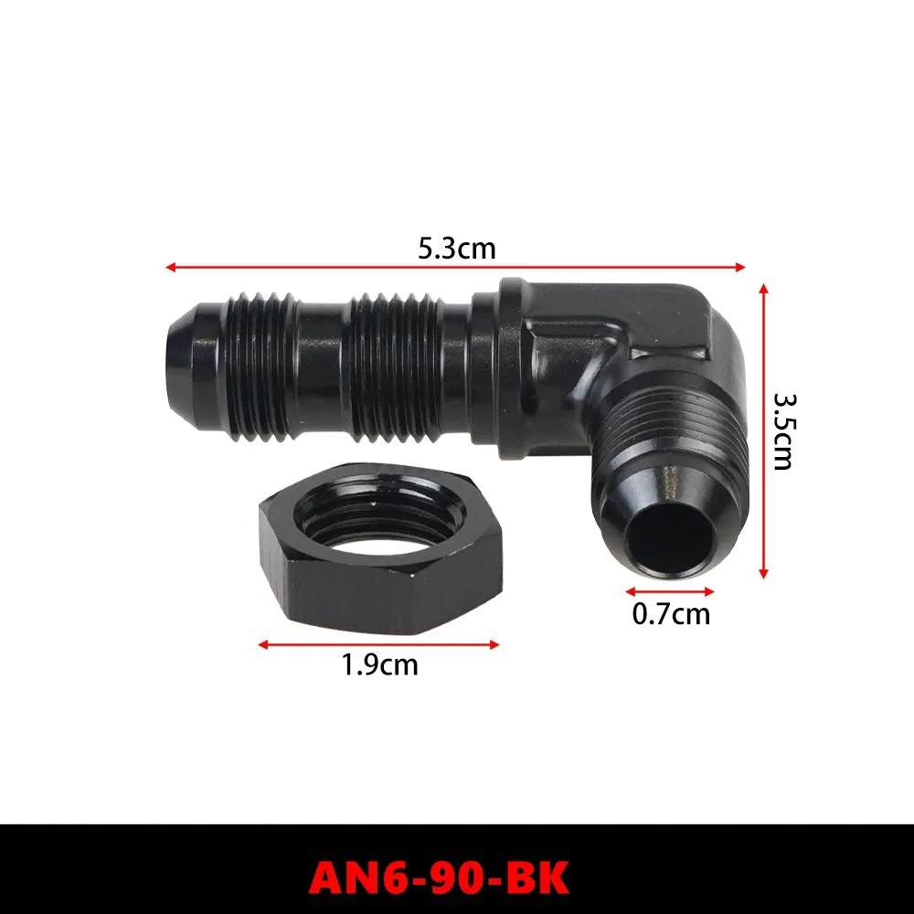 AN6 AN8 AN10 Male to Male 90 Degree Flare Union Bulkhead Fitting Adapter with Nut For Tab or Wirewall