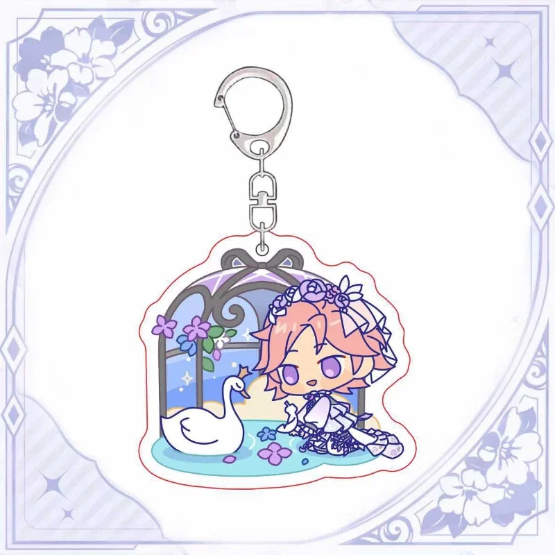 Ensemble Stars Keychain Man Acrylic Stand Key Chain Women Key Holder Cute Couples Keyring Wedding Zinc Alloy Porte Clef Gift