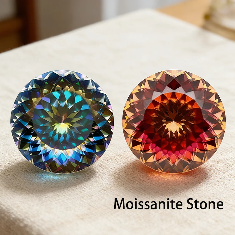 Rainbow Red Colors 100 Faceted Bird Nest Cut 5.0mm-9.0mm Moissanite Loose Stones Diamond Pass The Test With GRA Certificate