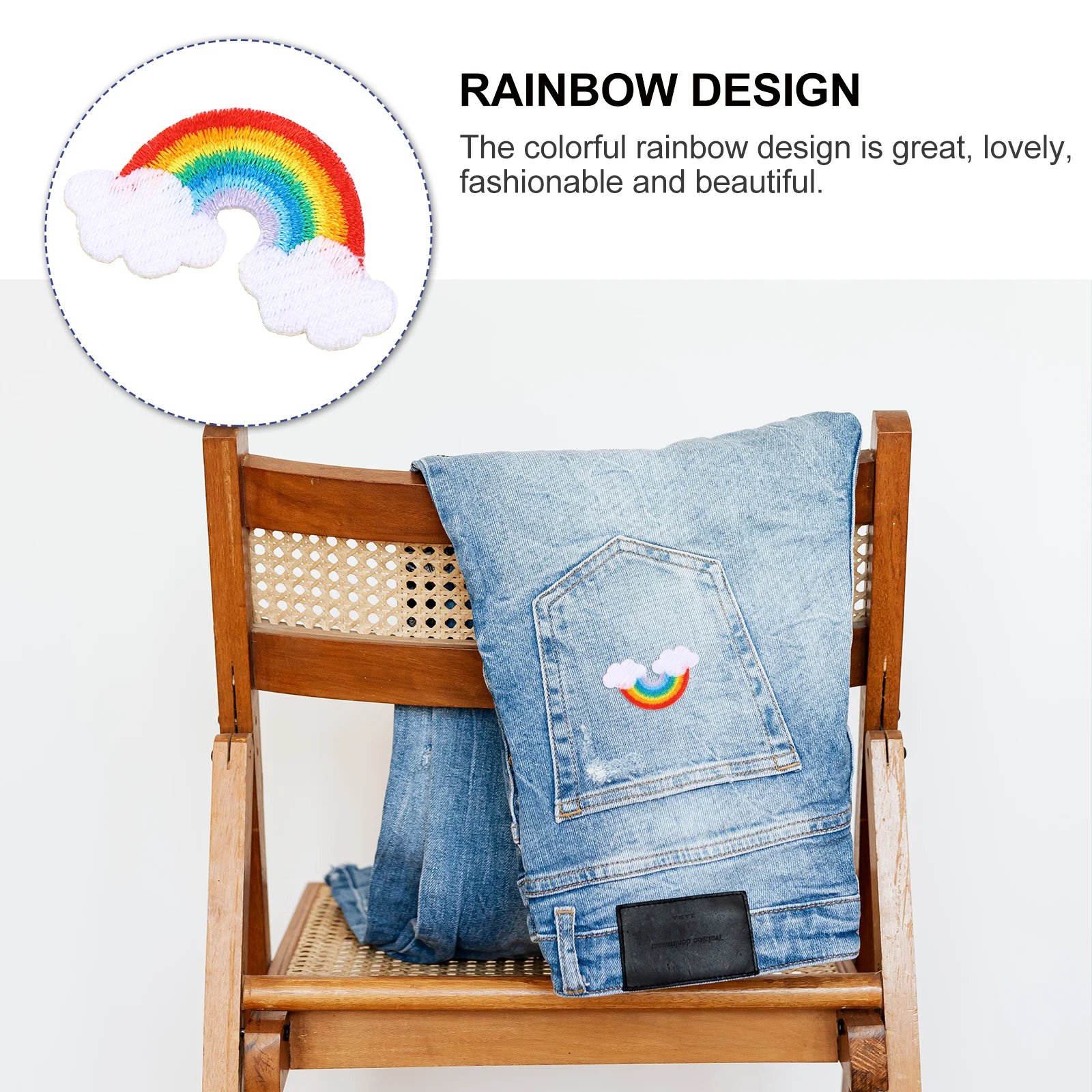 

4 Pcs Rainbow Embroidered Patches Polyester Appliques Adhesive Kids Stickers Clothing Accessories School Bags Children Wear
