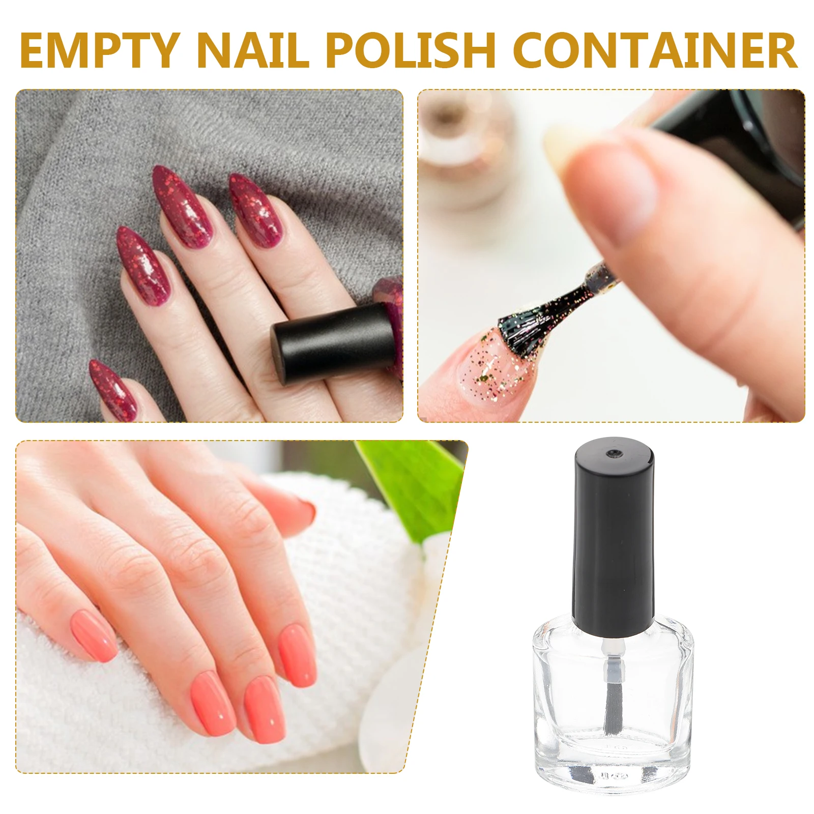 Botellas de Gel para uñas de 20 piezas, envases vacíos de esmalte de uñas de 10Ml, diseño portátil a prueba de fugas para almacenamiento de solventes de aceite líquido, elegante