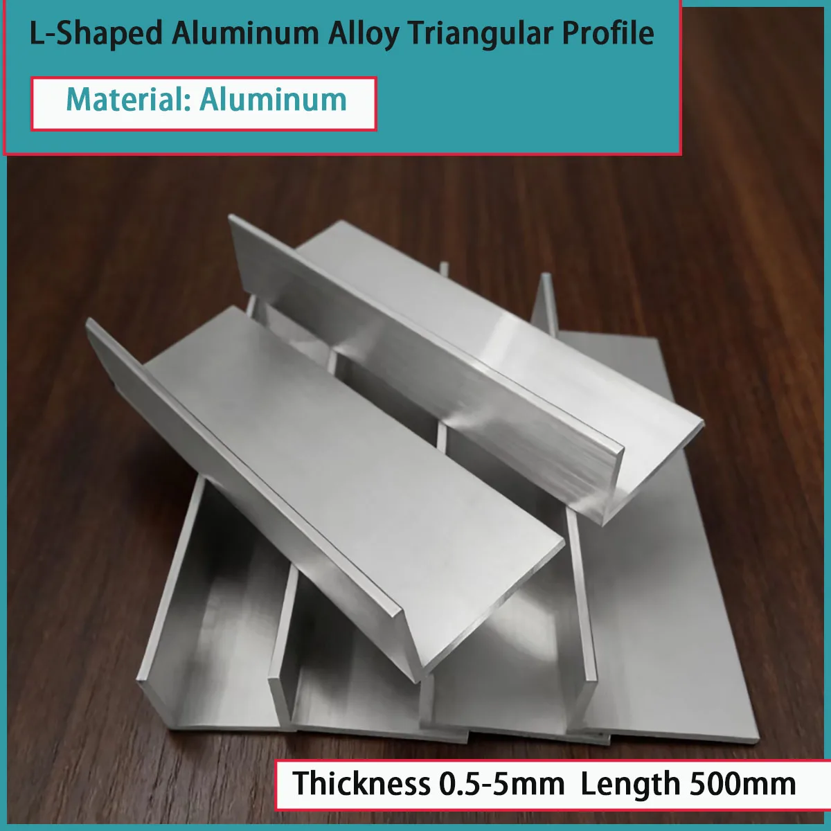 L-Shaped Aluminum Alloy Triangular Profile with Right Angle Aluminum Thickness of 0.5-5mm and Length of 500mm