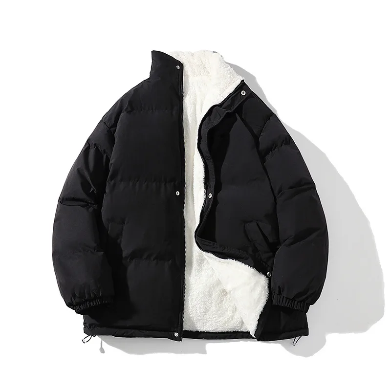 

Мужская плюшевая куртка, зимняя утепленная флисовая куртка с воротником-стойкой на молнии, мужская верхняя одежда, свободная ветрозащитная теплая мужская куртка с длинными рукавами и карманами