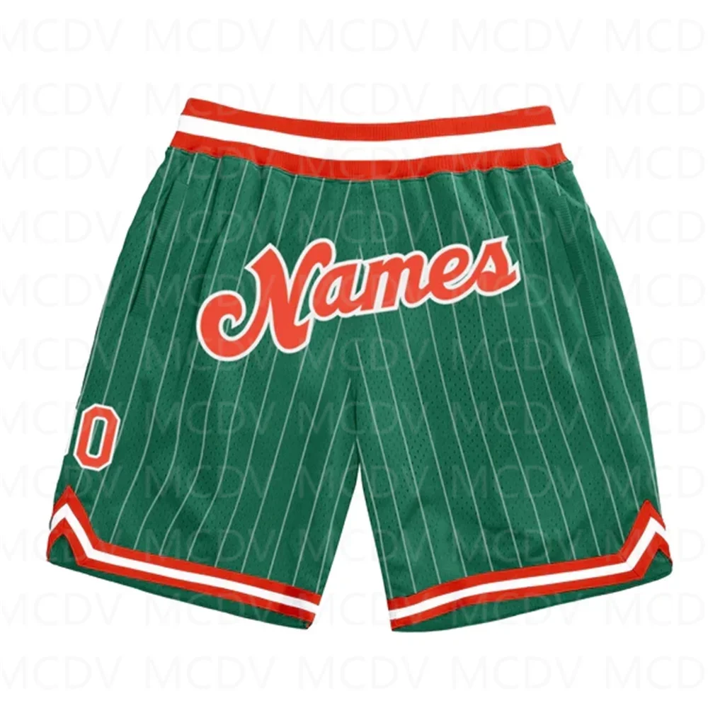 Shorts de praia masculino estampado em todo o lado, personalizado verde kelly, roxo-dourado, padrão 3D, palmeiras, abacaxis, secagem rápida