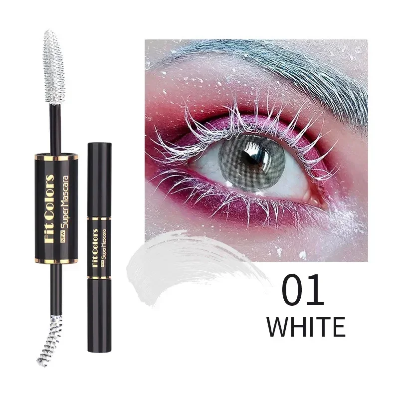 1pc Dubbele kop Waterdichte Kleurrijke Mascara Wimpers Verlenging Dikke Curling Sneldrogend langdurige Blauw Paars Witte Mascara