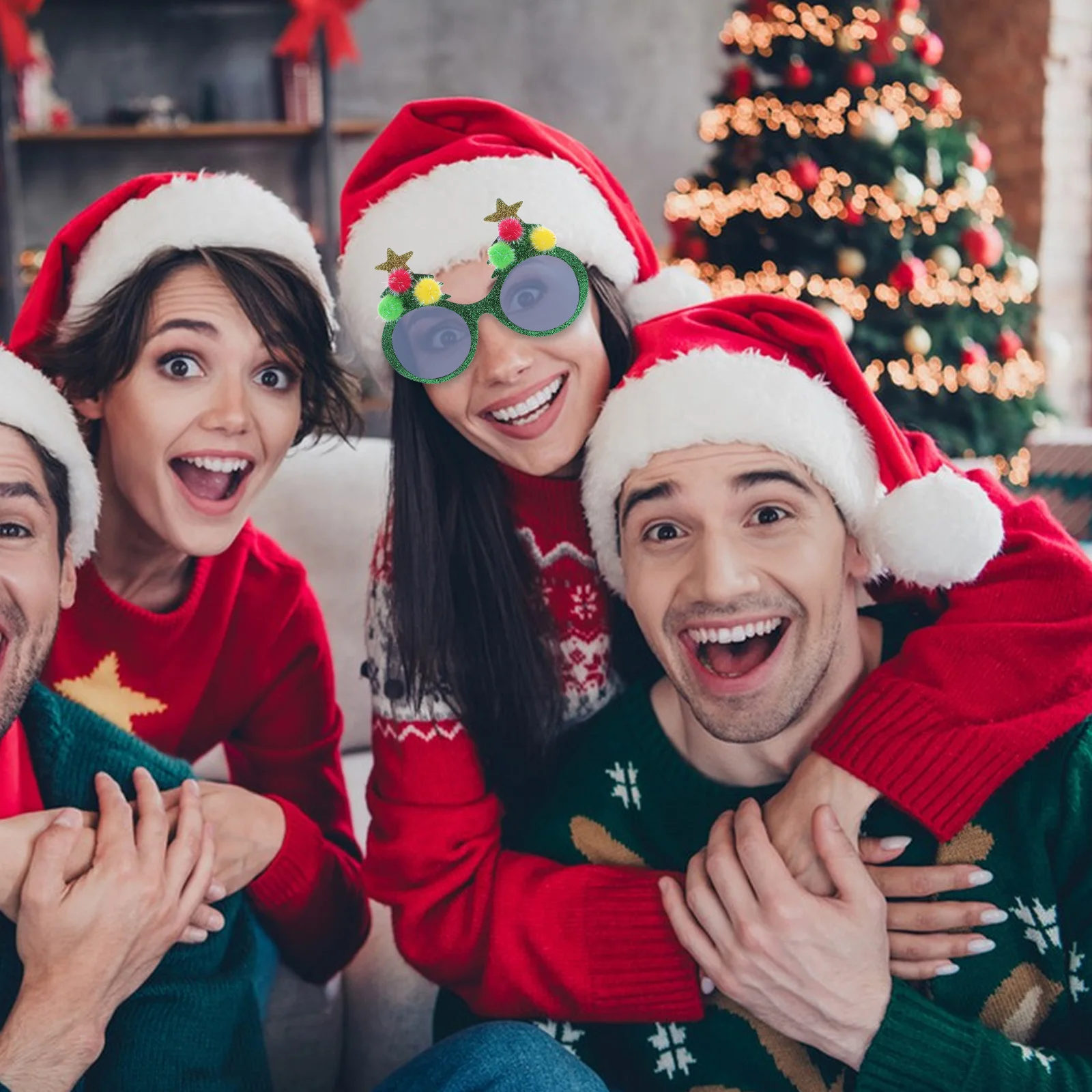 

Christmas Decoration Glasses Birthday Photo Booth Props Funny Party Supplies for Adults Plastic Carnival