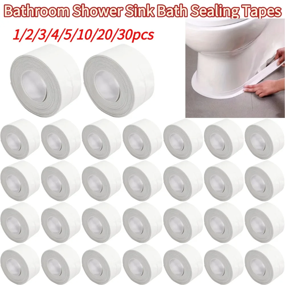 Bathroom Shower Sink Bath Sealing Tapes PVC Adhesive Sealing Strips Wall Stickers for Bathroom Kitchen Corner Gap Sealant Tape