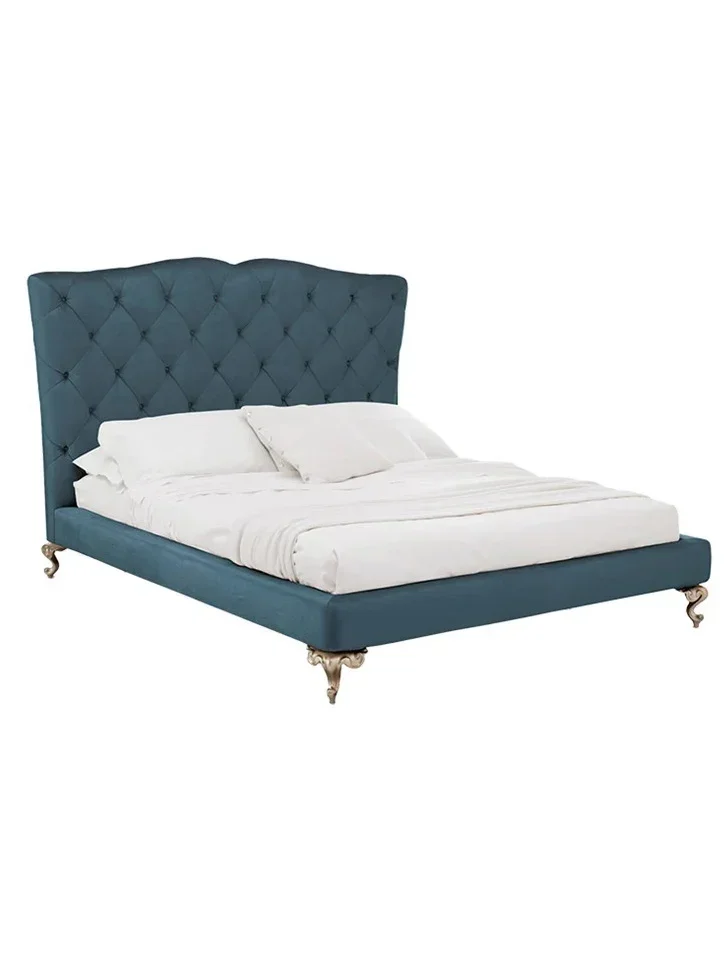 

Италия, роскошная тканевая двуспальная кровать, современная простая свадебная экономичная кровать принцессы длиной 1,8 м